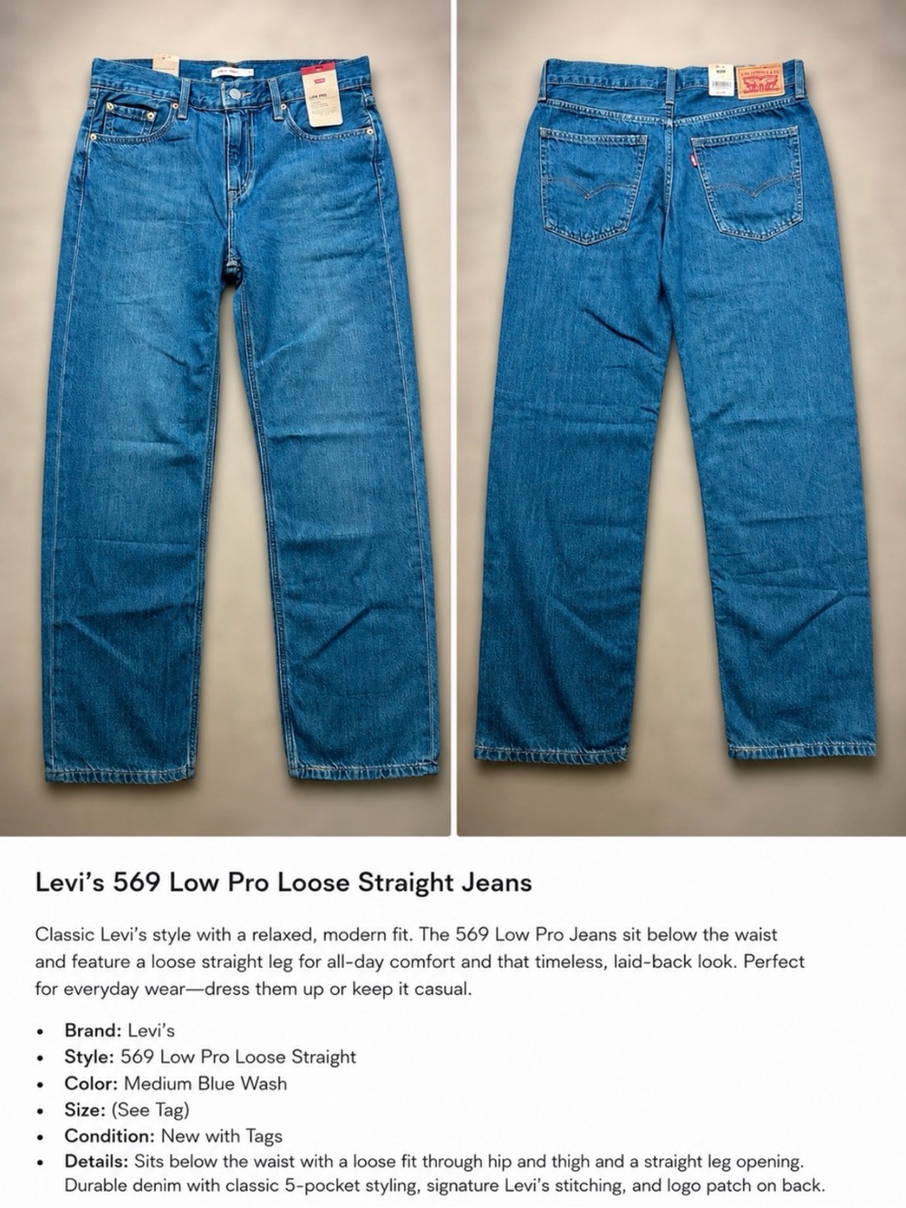 Levi's Straight Leg Jeans in Medium Blue